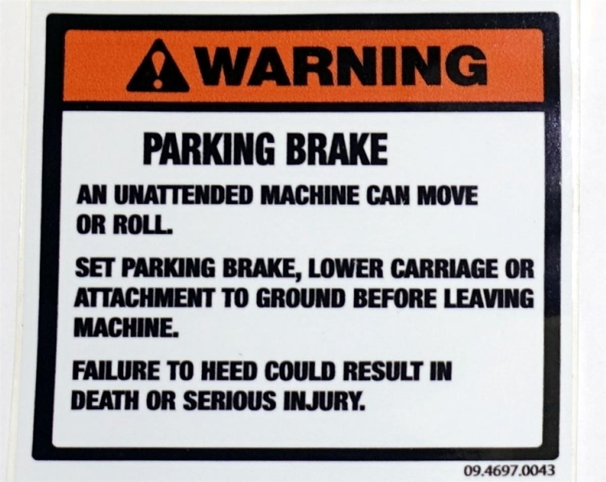 Parking Brake Sticker / Decal for Common Applications